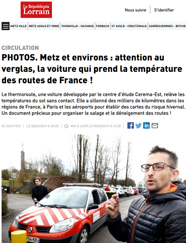 Capture d'écran d'un article dans la presse locale sur Thermoroute