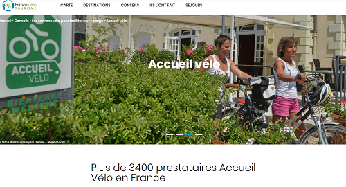 capture d'écran du site Accueil vélo