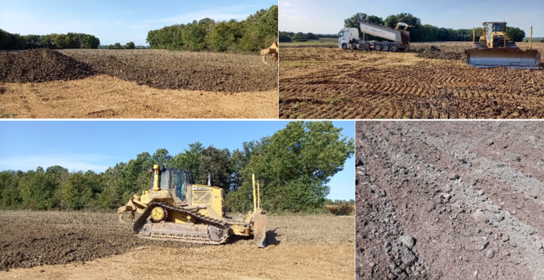 Mise en œuvre de sédiments de dragage sur des parcelles agricoles (crédit : Chambre d’Agriculture Charente-Maritime – Deux-Sèvres)
