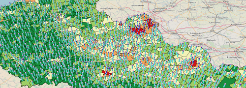 vue d''une carte du nord en fonction de la densité