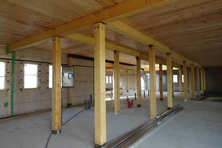 Ossature bois de l'extension des bureaux de la DGAC à Brest, Brulé Architectes Associés. Source : Cerema