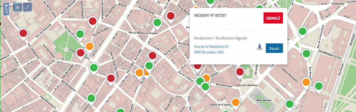Carte des problèmes signalés - Fix My Street Bruxelles