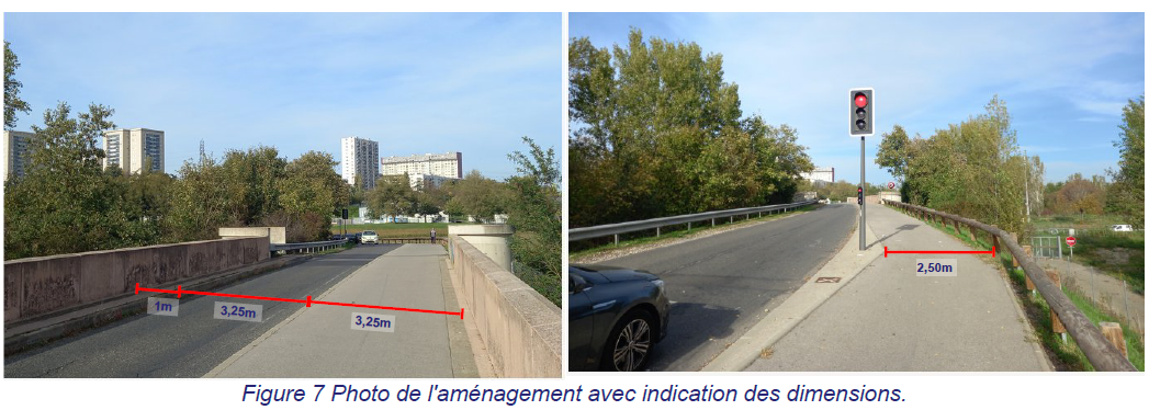 figure 7 Photo de l'aménagement avec indications des dimensions