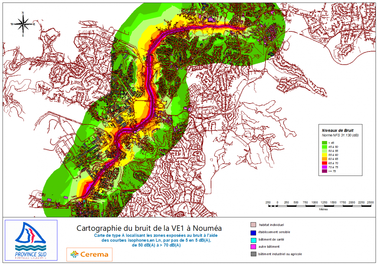 Cartographie du bruit des infrastructures routières de la Province Sud en Nouvelle-Calédonie