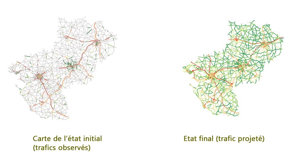 carte montrant le trafic reconstitué