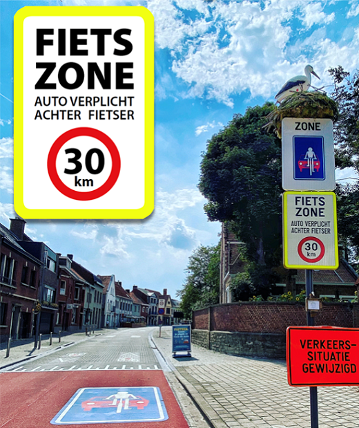 La zone cyclable : nouveau concept mis en œuvre en Belgique pour remplacer la vélorue ​​​​​​(Source : Ville de Kortrijk)