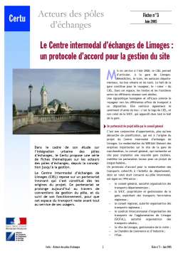 Acteurs des pôles d'échanges - fiche n°3 Le Centre intermodal d'échanges de Limoges : un protocole d'accord pour la gestion du site
