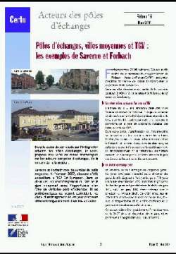 Acteurs des pôles d'échanges - fiche n°5 Pôle d'échanges, villes moyennes et TGV : les exemples de Saverne et Forbach