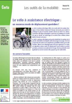 Les outils de la mobilité, fiche n° 6 : Le vélo à assistance électrique : un nouveau mode de déplacement quotidien