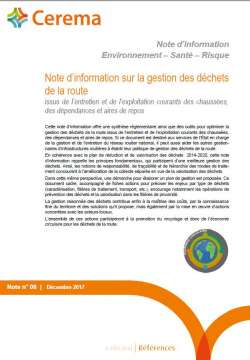 Note d'information -  Environnement-Santé-Risque n°6