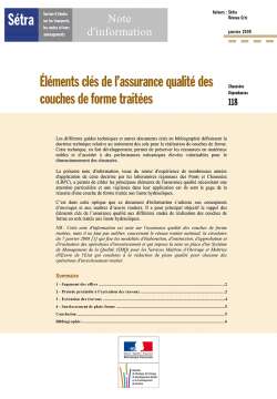 Eléments clés de l'assurance qualité des couches de forme traitées