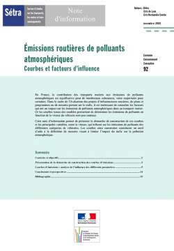 Emissions routières de polluants atmosphériques - Courbes et facteurs d'influence