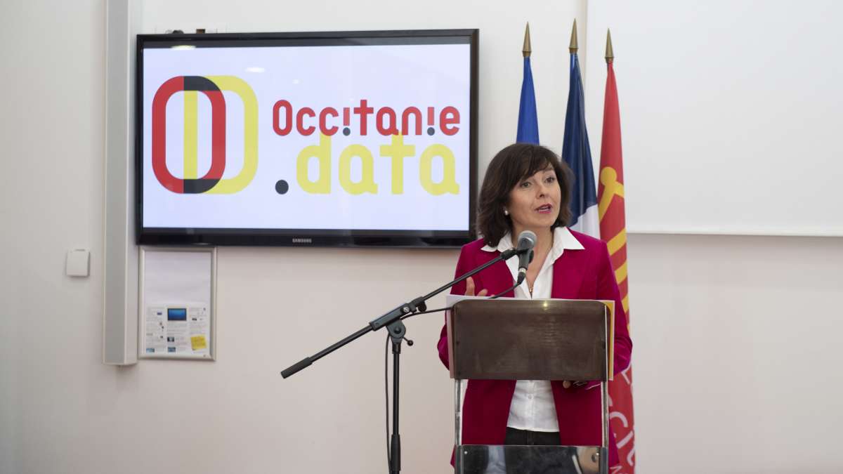 Carole Delga, présidente de la Région occitanie, lors du lancement d'occitanie data