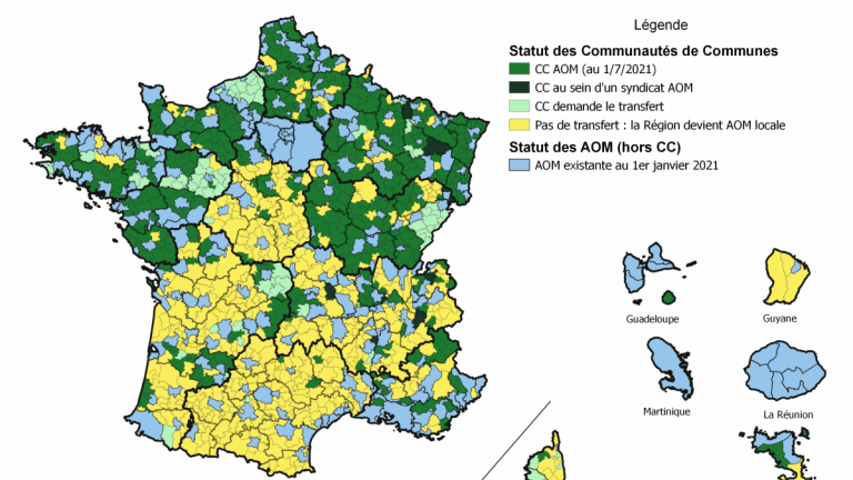 Carte des AOM au 31 juillet 2021